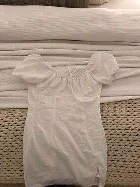 Princess Polly White Puff Sleeve Linen Dress